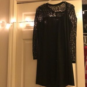 black dress with lace top